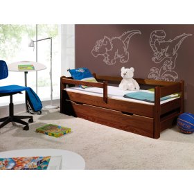 Children's bed Woody with a barrier - walnut