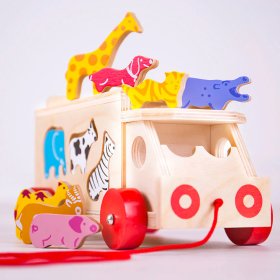 Bigjigs Toys Wooden car with animals, Bigjigs Toys