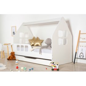 House bed Woody 160 x 80 cm - white, Wooden Toys