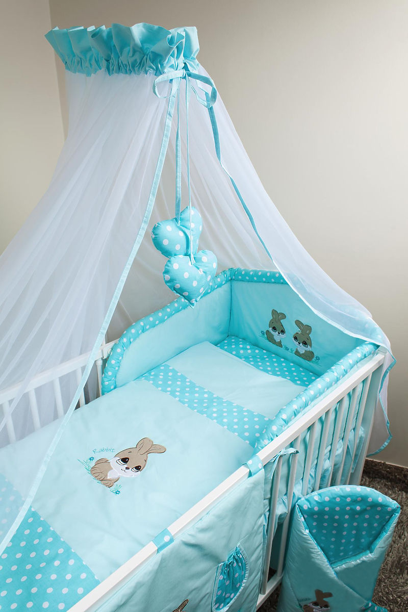 Bedding set for cribs 120x90cm Rabbit turquoise