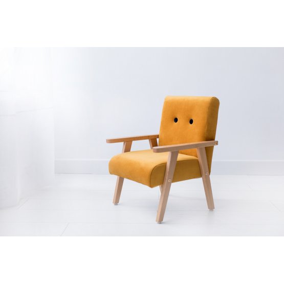 Retro children's armchair Velvet - mustard