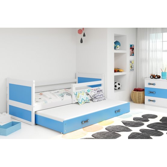 Children bed with bed Rocky - white-blue
