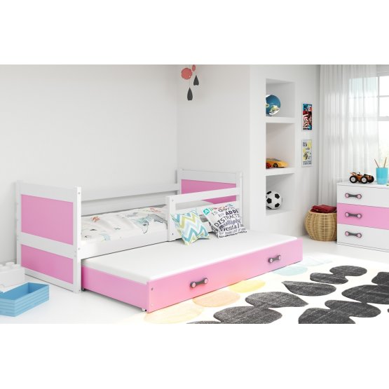 Children bed with bed Rocky - white-pink