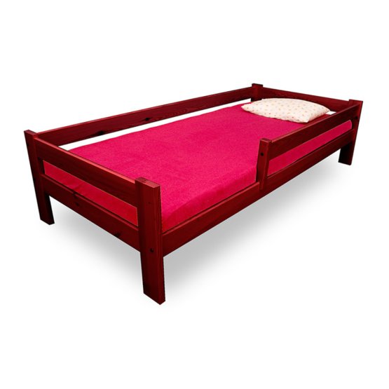 Children's Bed with Safety Rail - Mahogany
