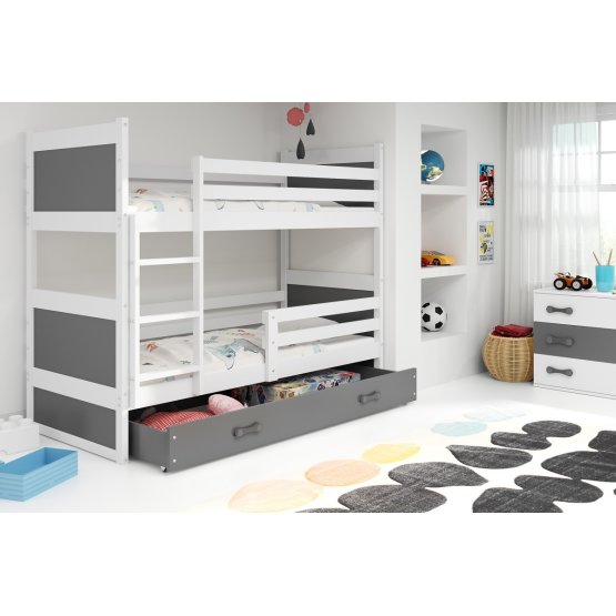 Children storey bed Rocky - white-gray