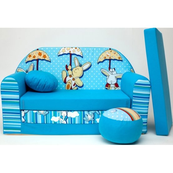 Bunnies Children's Sofa Bed - Blue 2