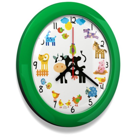 Children's Clock No. 66 - Farm - Green