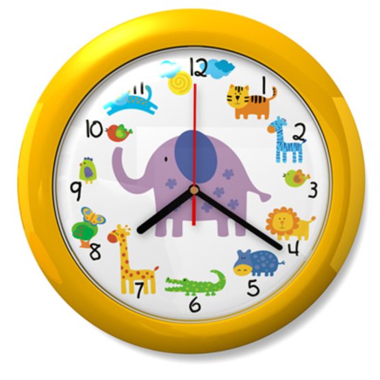 Safari 44 Children's Clock - Yellow