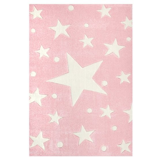 STARS Children's Rug - Pink/White