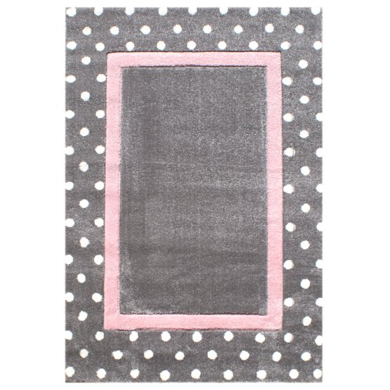 Dots Silver-Grey/Pink Children's Rug