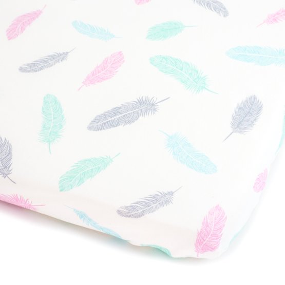 Bed sheet with a rubber band - Pastel feathers