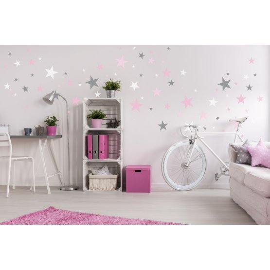 Wall decoration stars - gray/pink