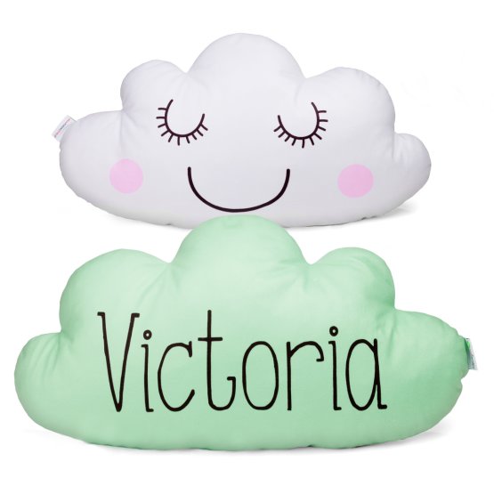 Cushion with custom name cloud - mint