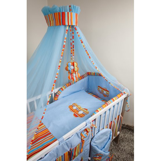 Set bedding to cribs 135x100cm Flowers blue
