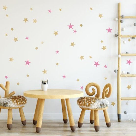 Wall stickers - GOLDEN AND PINK STARS