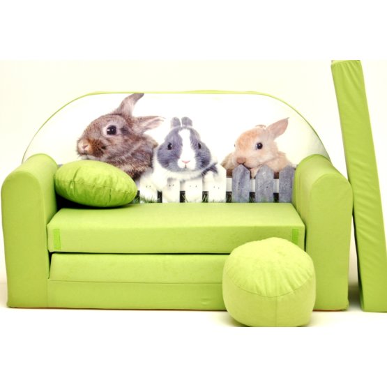 Children's sofa Rabbits - green