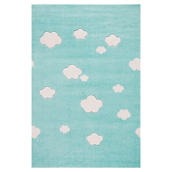 Children's rug clouds mint