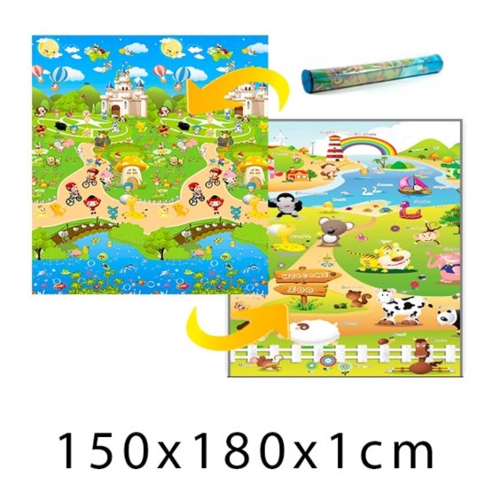 Children's foam rug - Fairytale town + farm 150x180x1cm