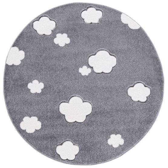 Children's round rug CLOUDS silver-gray
