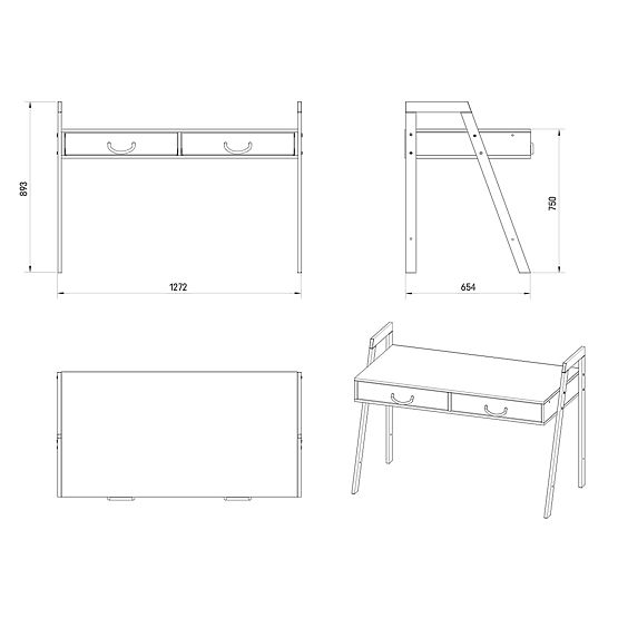 2-in-1 Crib and Desk CONE 120x60 - SCANDI