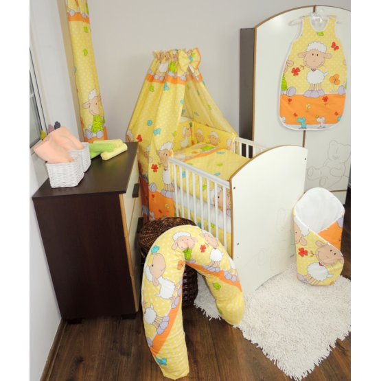Set - cotton canopy with bow + sleeping bag size. M - Yellow lamb