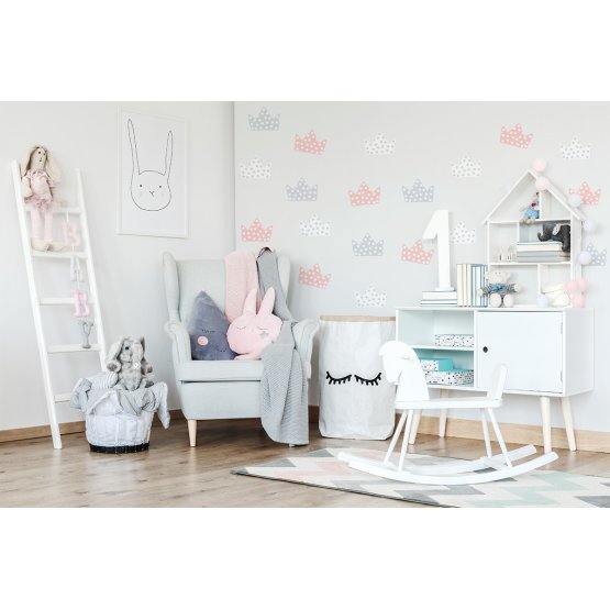Wall decoration crown gray-white-pink