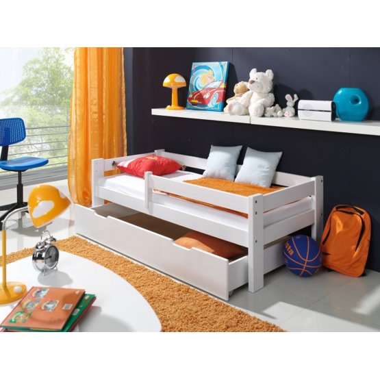 BAZAAR Children bed with barrier White Paul 160x90cm - with no storage space