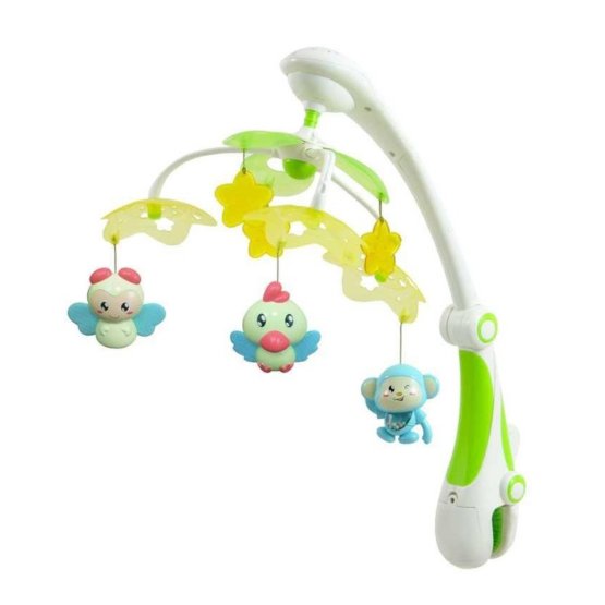 Carousel over cot with light projector Baby Mix critters green