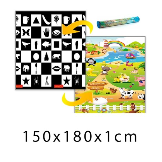 Children's foam rug - chessboard + farm 150x180x1 cm