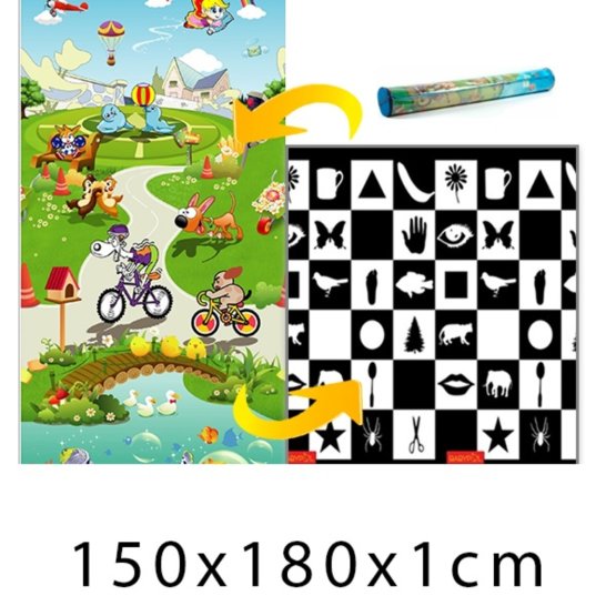 Children's foam rug - Chessboard + fairytale world 150x180x1 cm