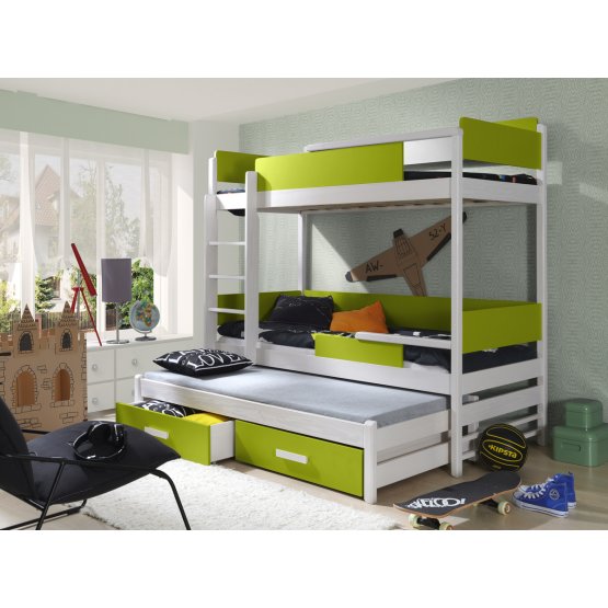 Ourbaby bunk bed with extra bed Quatro - iguana-white