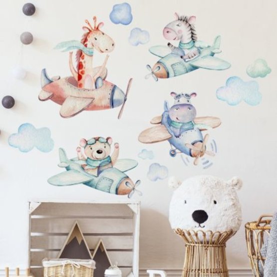 Wall sticker - Animals in airplanes