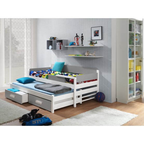 Children's bed Dois - white-gray
