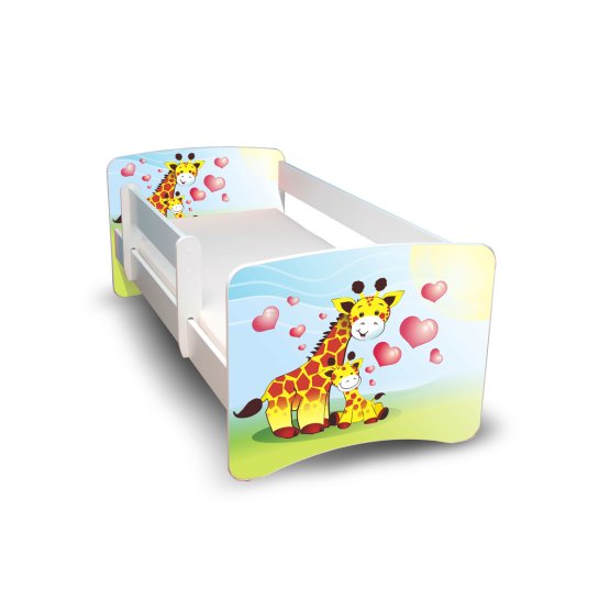 Children's Bed with Safety Rail - Giraffes