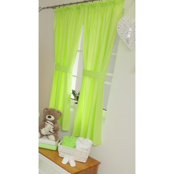 Polka Dot Children's Curtains - Green