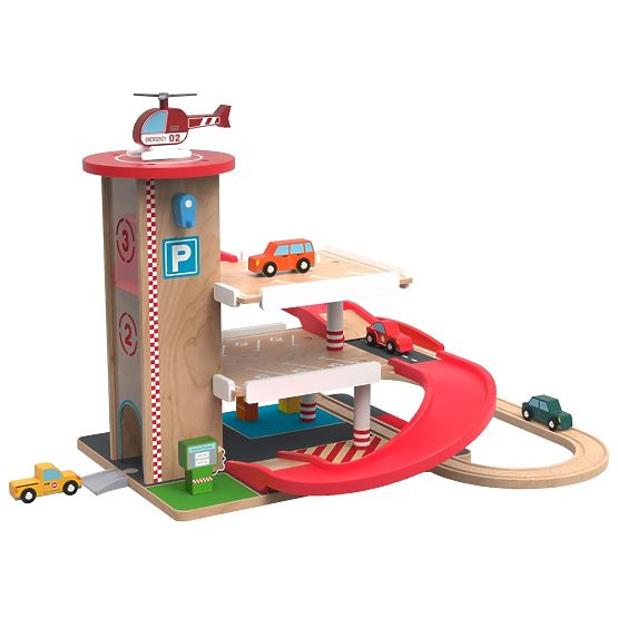2Kids Toys Wooden Garage with Train Track