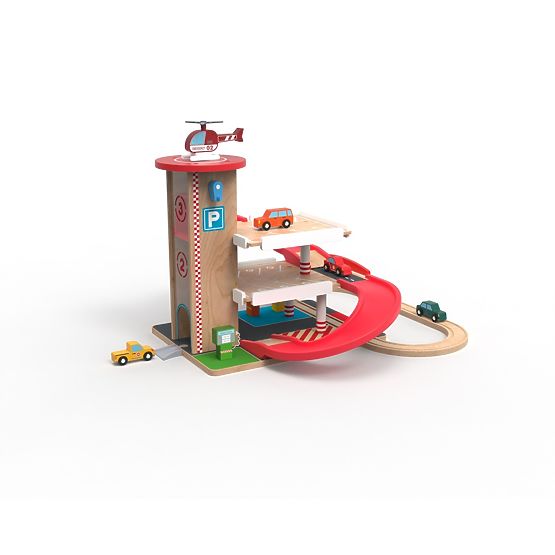 2Kids Toys Wooden Garage with Train Track