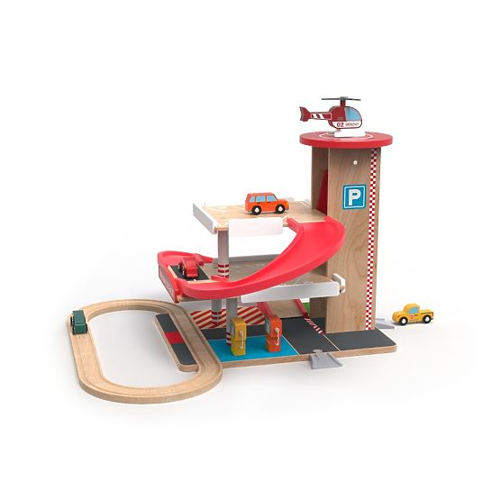 2Kids Toys Wooden Garage with Train Track