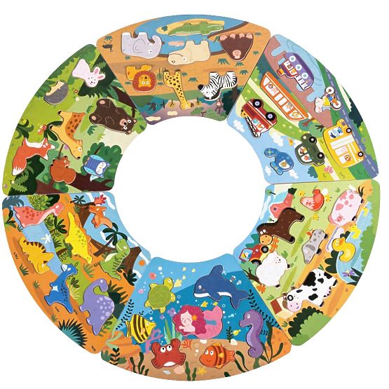 2Kids Toys Wooden Puzzle Connectable Circle 6 in 1