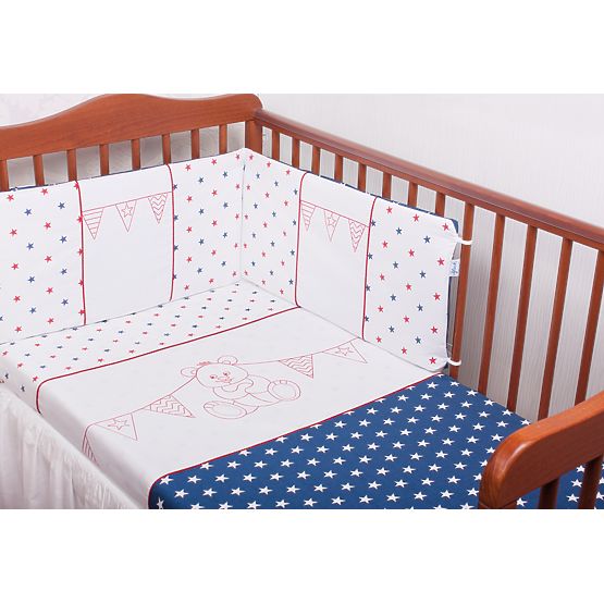 3-Piece Baby Cot Bedding Set - Colourful Teddy Bear