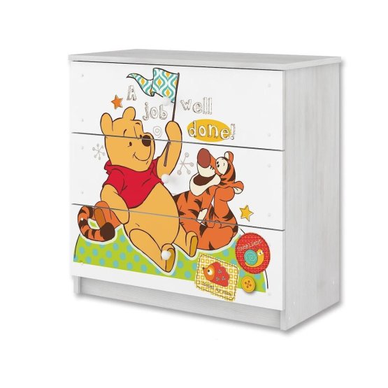 Disney children's chest of drawers - Winnie the Pooh and the tiger - Norwegian pine decor