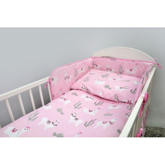 Bedding set for cribs 135x100 cm Lama - pink