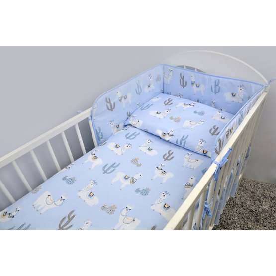 Set bedding to cribs 120x90 cm Lama - blue