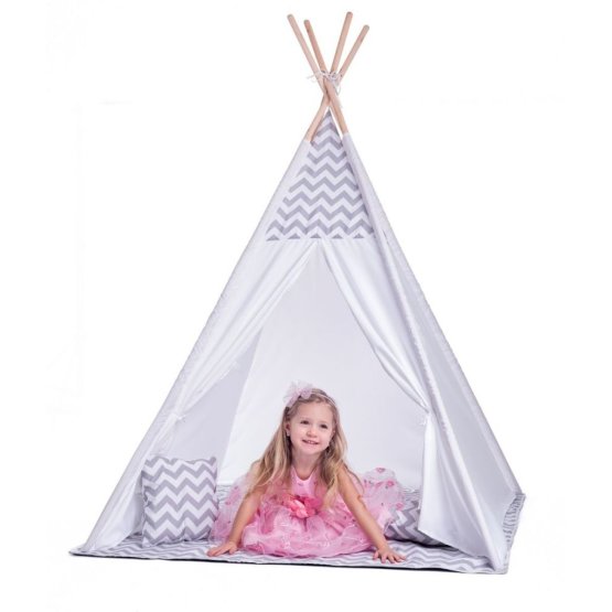 Children's teepee tent gray-white