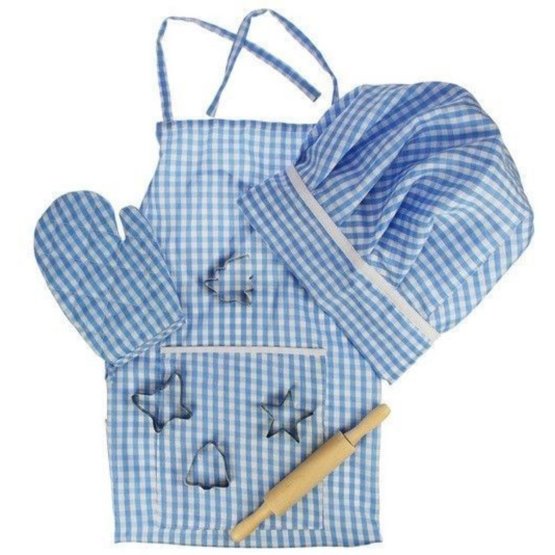 Blue cooking set with apron
