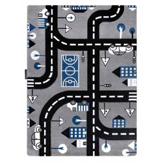 Children's carpet PETIT - Roads and roads - gray
