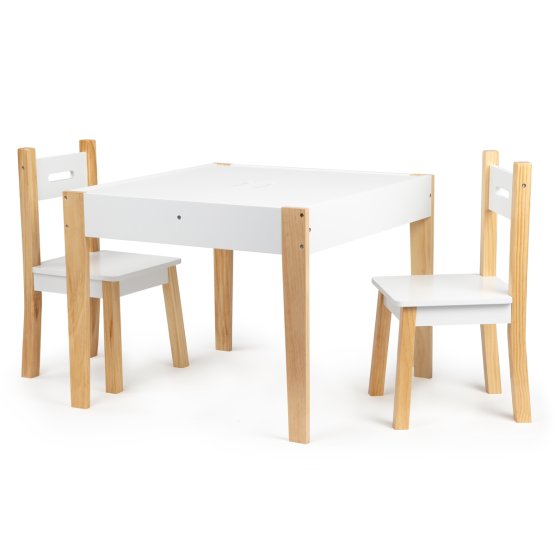 Children's wooden table with chairs Natural