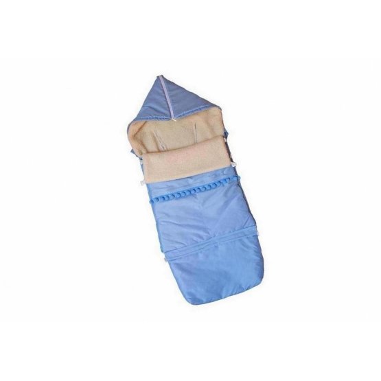 Universal footmuff with pompons - blue