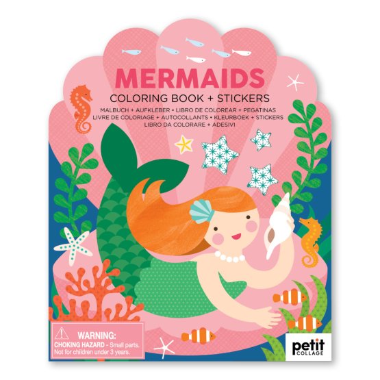 Petit Collage Mermaid sticker coloring book