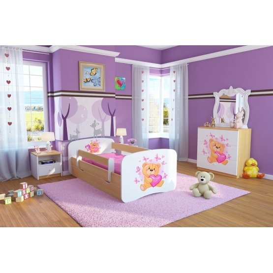 Ourbaby Children's Bed with Safety Rail - Teddy - Beech